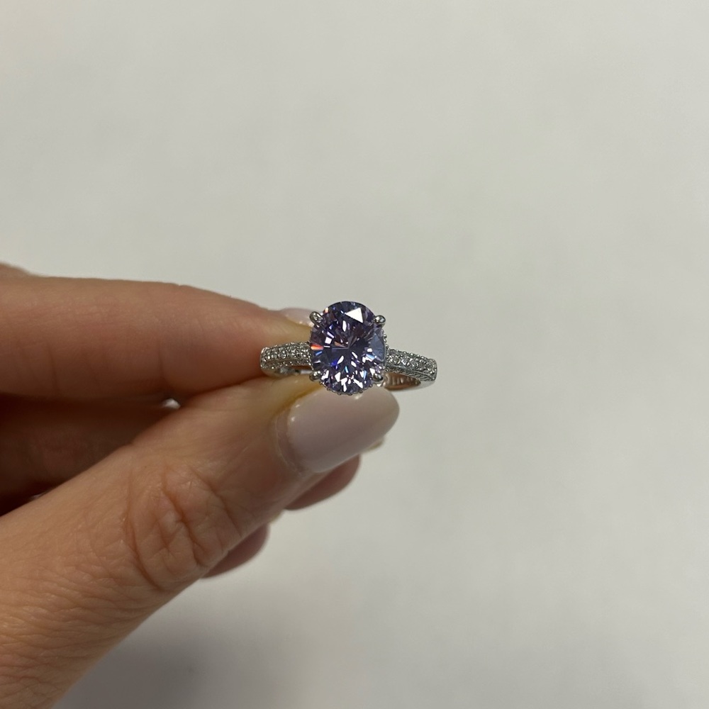 Suzy Levian Sterling Silver Purple & White CZ Ring NWT Size#7